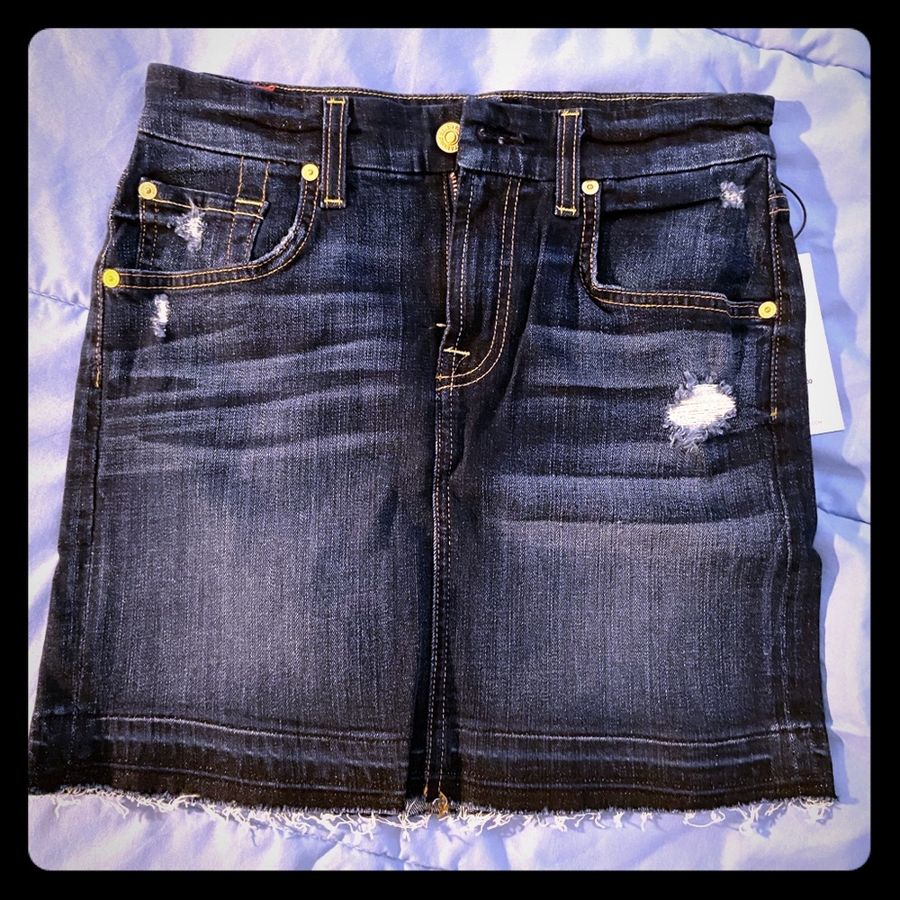 NWT 7 for all Mankind Jean Skirt Distressed